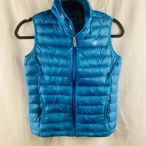 Ariat Girl's Ideal Down Light Blue Teal Turquoise Quilted Puffer Vest XL